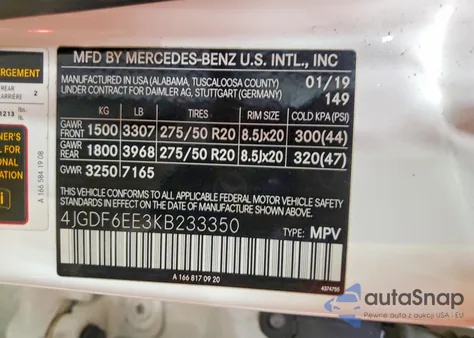 2019 Mercedes-Benz Gls 450 4Matic из США, поврежденный, VIN 4JGDF6EE3KB233350